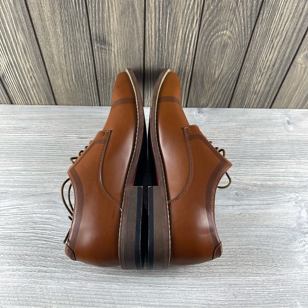 Nine West Kalani Dress Shoes Men's Cognac Leather Formal Oxford Lace Up size: 10